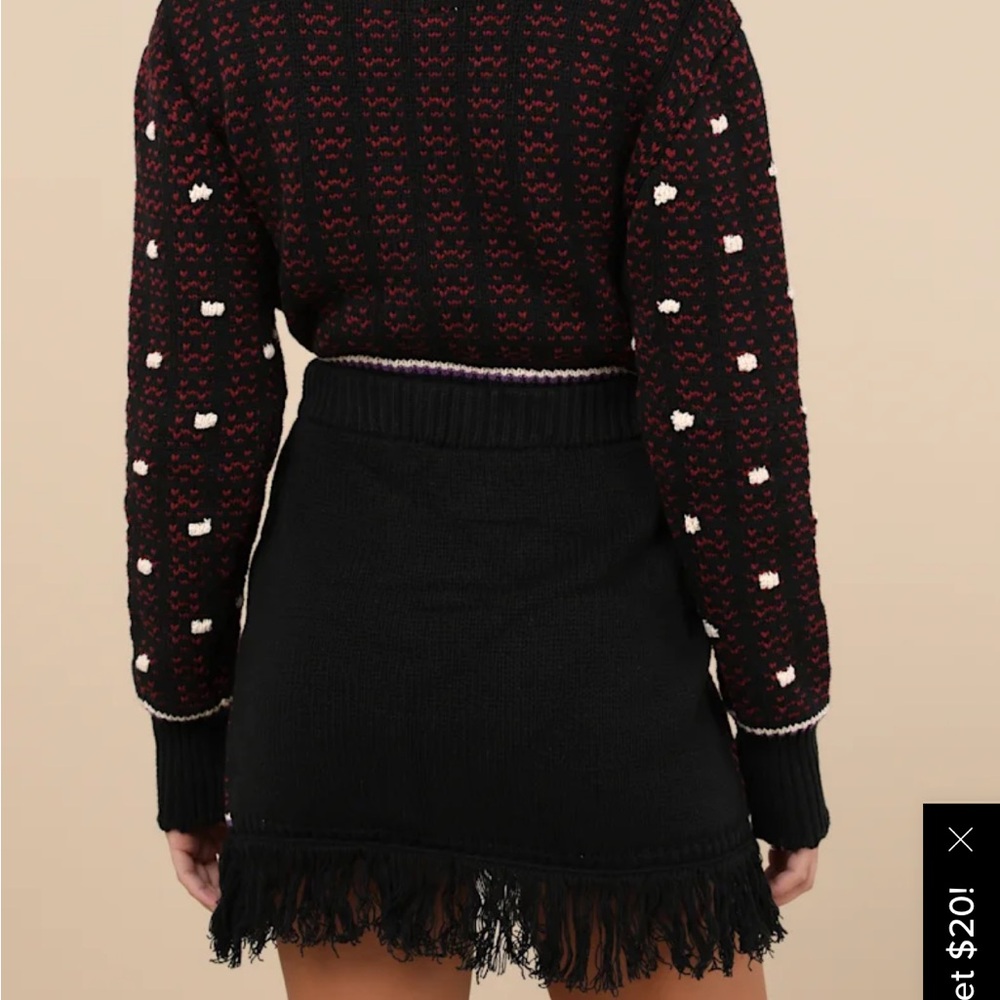 NWT LULUS Knit Cotton Fringe Mini Skirt - Picture 3 of 7